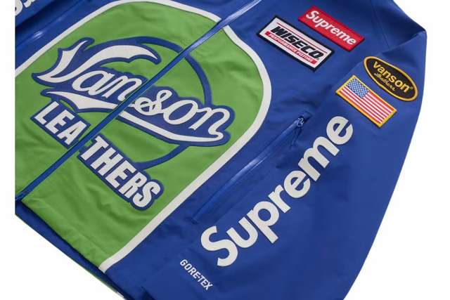 Veste Supreme GORE-TEX (Bleu) - détail logo Vanson Leathers
